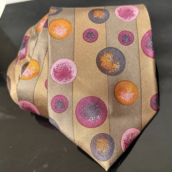 Pierre Balmain Other - Pierre Balmain Silk Necktie Tie Bubbles Pink Brown Purple Psy Psychedelic Orange